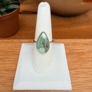 Teardrop Aquaprase Ring - Size 8 - .925 Sterling Silver